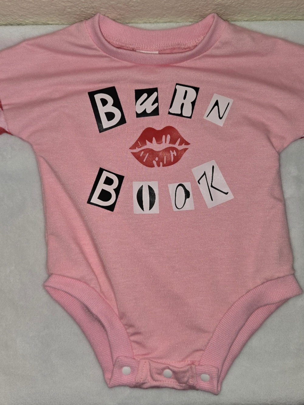 Pink Burn Book Long Sleeve Baby Bodysuit 3-6M